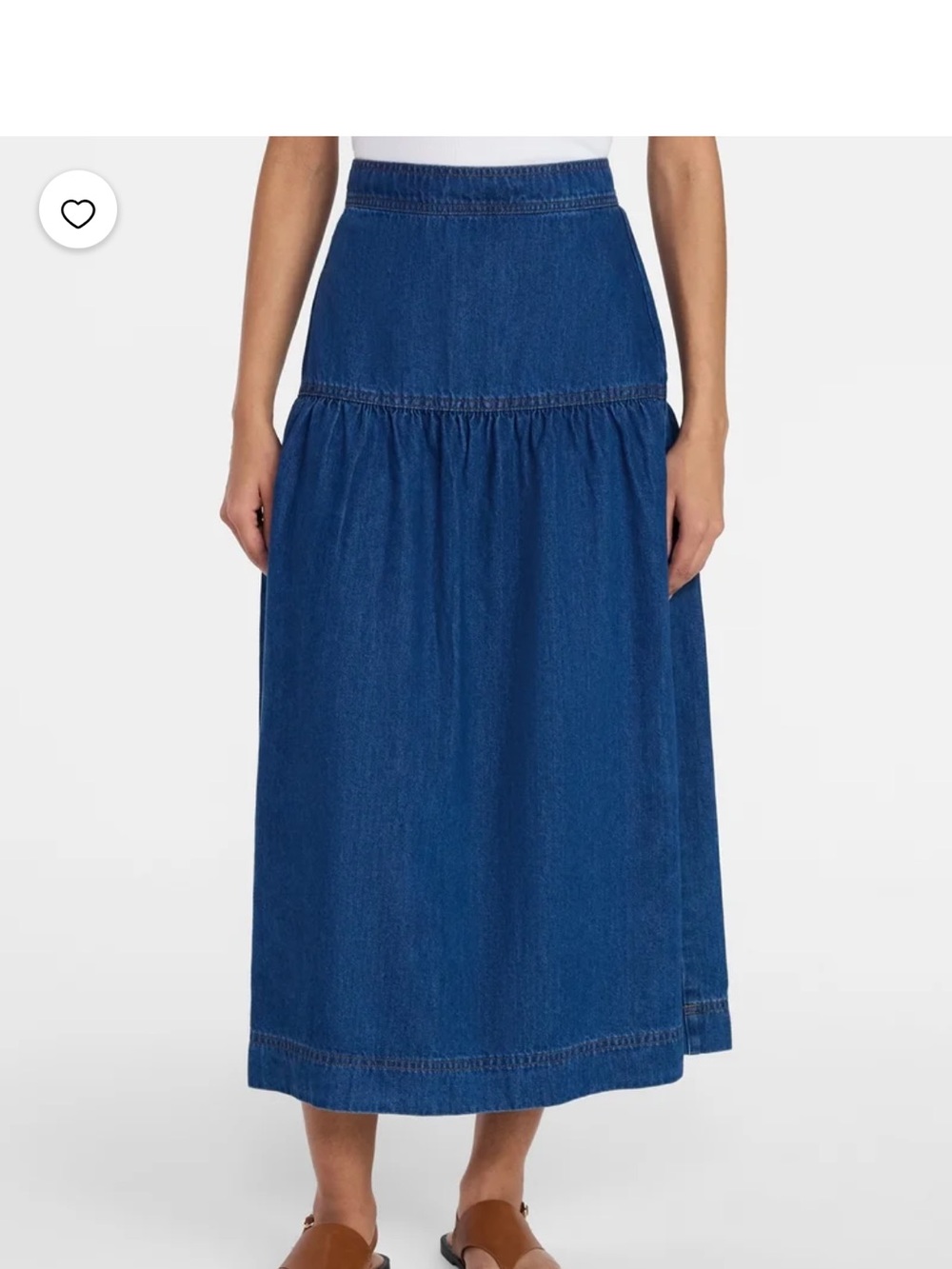 Time and Tru Women's Drapey Dark Wash Denim Midi Skirt